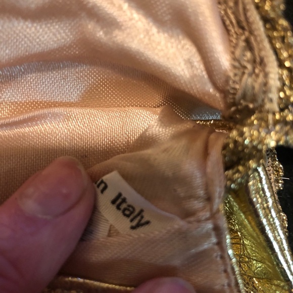 Vintage Gold Leather Crochet Evening Clutch - Picture 8 of 8